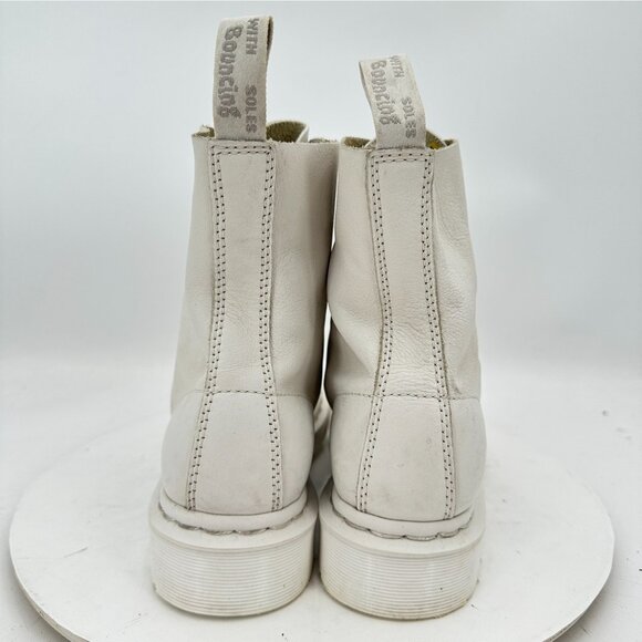 Dr. Martens 1460 Pascal Mono Women Size 7 White Leather 8 Eye Combat Boot - Picture 5 of 11